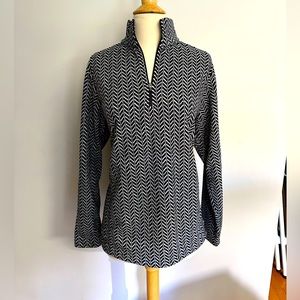 Lands End 1/4 zip Fleece. Navy/white herringbone. Women’s size L